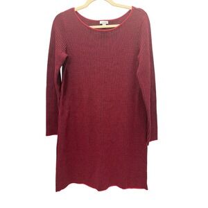J.Jill Red Black Knit Sweater Dress Women's S Holiday Work Cozy Classic